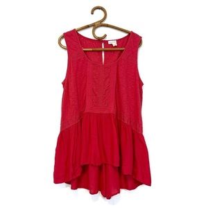 Anthropologie | Meadow Rue | Embroidered Peplum Tank Size XL